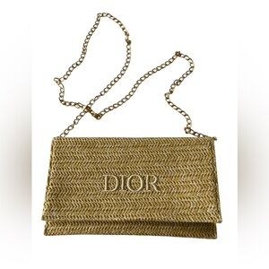 Dior Raffia Clutch w/ Chain Strap – Dior Beauty VIP Gift New